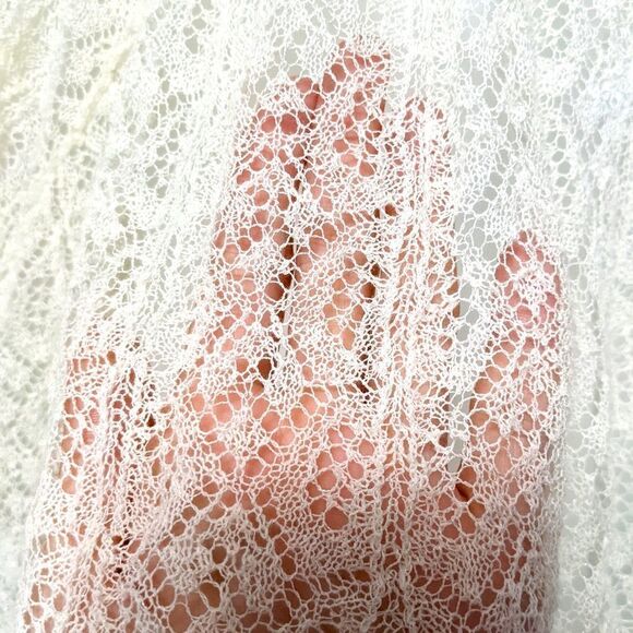 Anthropologie KNITTED & KNOTTED Cille Beaded Lace Top Ivory Blouse S - Picture 9 of 11